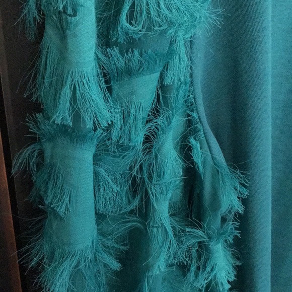 4X SHEIN Teal Blouse with Statement Feathery Sleeves - Picture 12 of 17